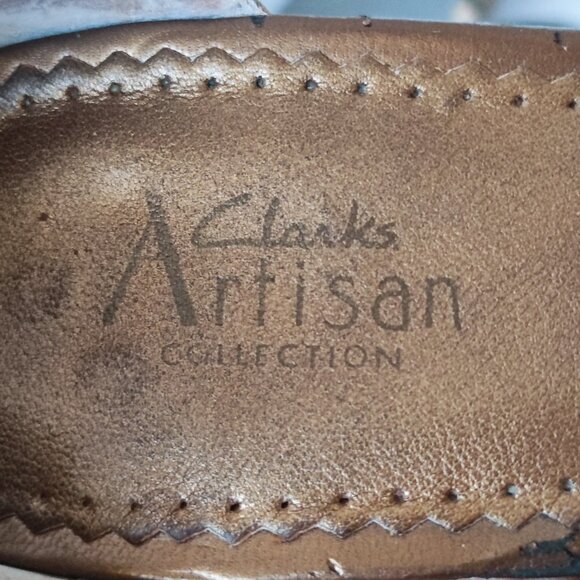 Clarks Artisan Strappy Sandals Size 8 Bronze Metallic Leather Open Toe Comfort - Picture 7 of 12